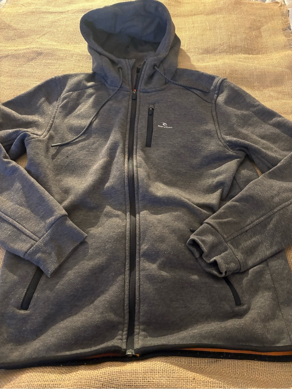 Rip Curl Men's Dark Gray Hooded Full-Zip Performance Jacket